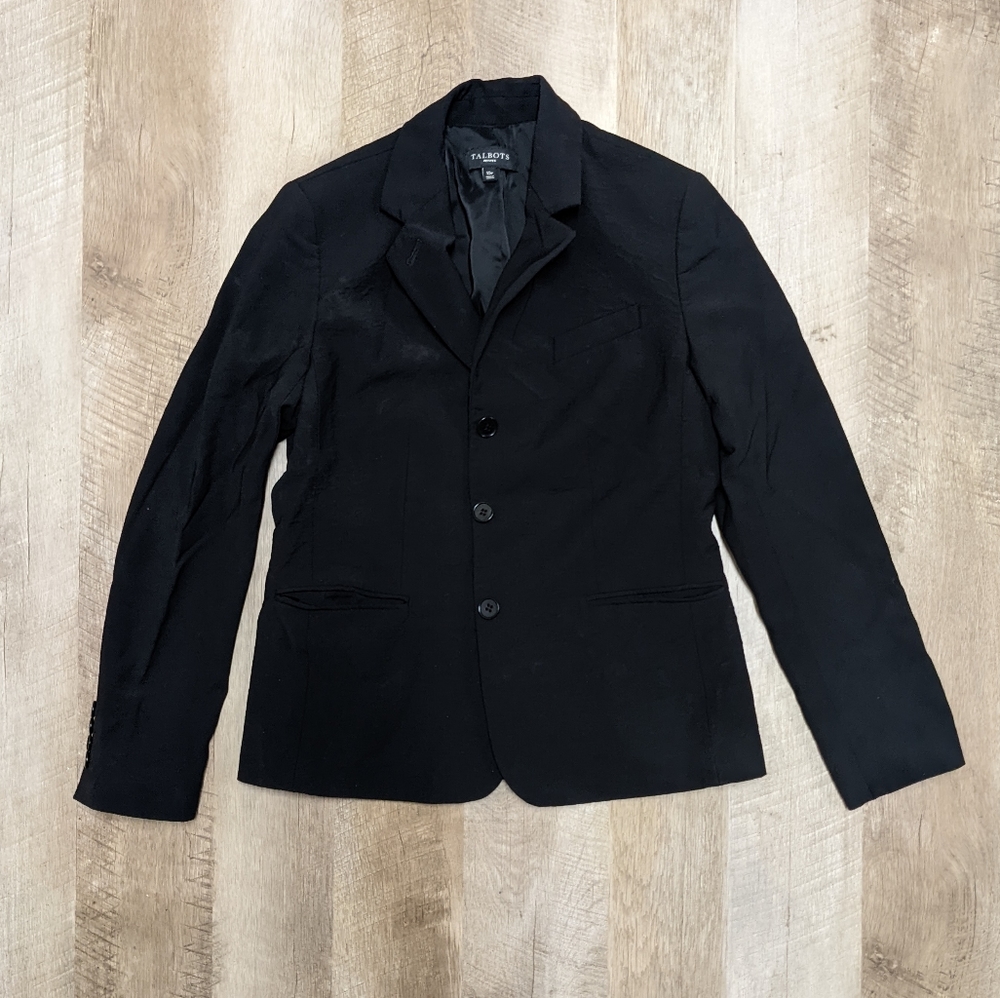 Talbots Black Wool Blend Blazer Jacket